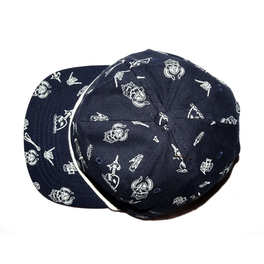 Roark All Over Viking Skulls Swords Mugs Printed Snapback Rope Cap Hat
